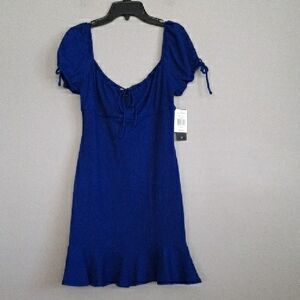 City Triangles Royal Blue Puff Sleeve Mini Dress